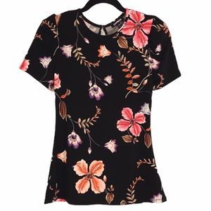 Express | Fitted Black Floral Blouse